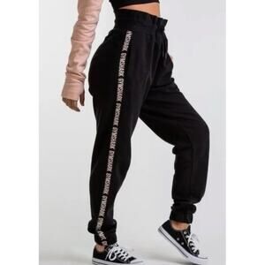 Gymshark Womens Oversized Fit Monogram Fleece Joggers Black Size XS NWT …